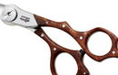 Mizutani SWORD Wood scissors in silver, highlighting the precision Hamaguri edge finish and ergonomic handle.