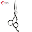 Close-up of Mizutani BLACK-SMITH Fit Puffin scissors in matte black finish, showcasing ergonomic design.