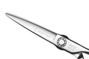 Close-up of the Mizutani Black-Smith Solid Lefty scissors, showcasing the finely crafted blades and the ergonomic design for precision and fatigue relief during prolonged use.