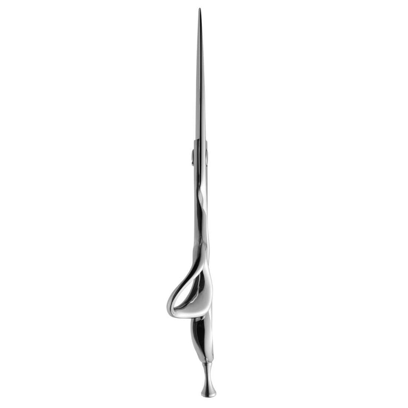 Side view of the Mizutani Acro Precisioner scissors, highlighting the ultra-thin USUBA blade made from Nano Powder Metal steel.