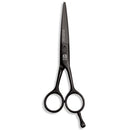 Mizutani BLACK-SMITH Retro scissors in matte black, showcasing the retro-inspired design and ergonomic handles