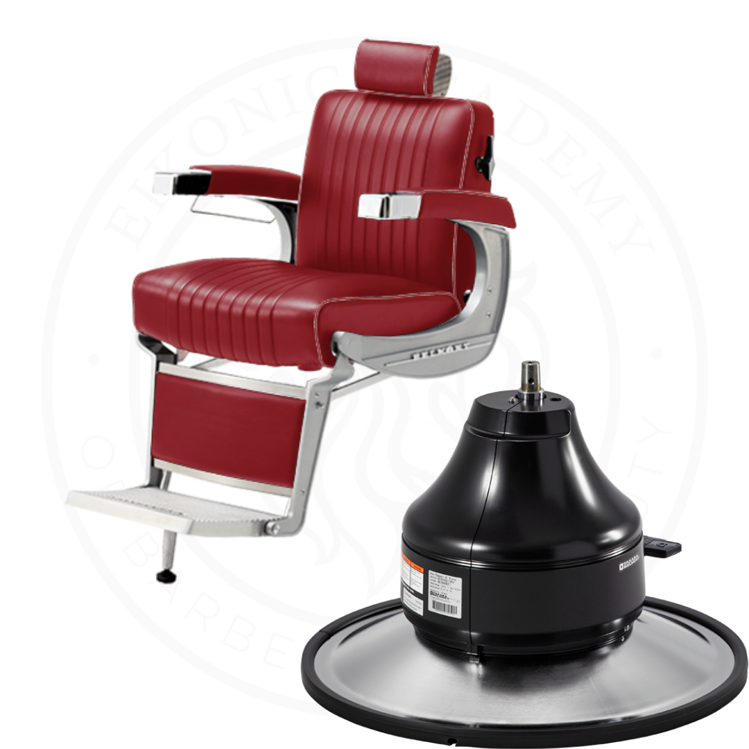 Takara Belmont Classic Barber Chair 225 with Motorized Electric Black Base MEB