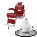 Takara Belmont Classic Barber Chair 225 with Motorized Electric White Base MEW