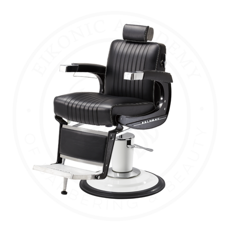 Takara Belmont Classic Elite Black Barber Chair 225EB with White Base