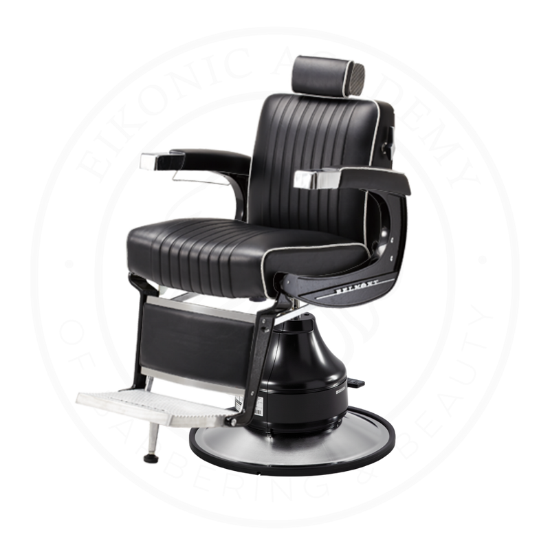 Takara Belmont Classic Elite Black Barber Chair 225EB with Motorized Electric Black MEB Base